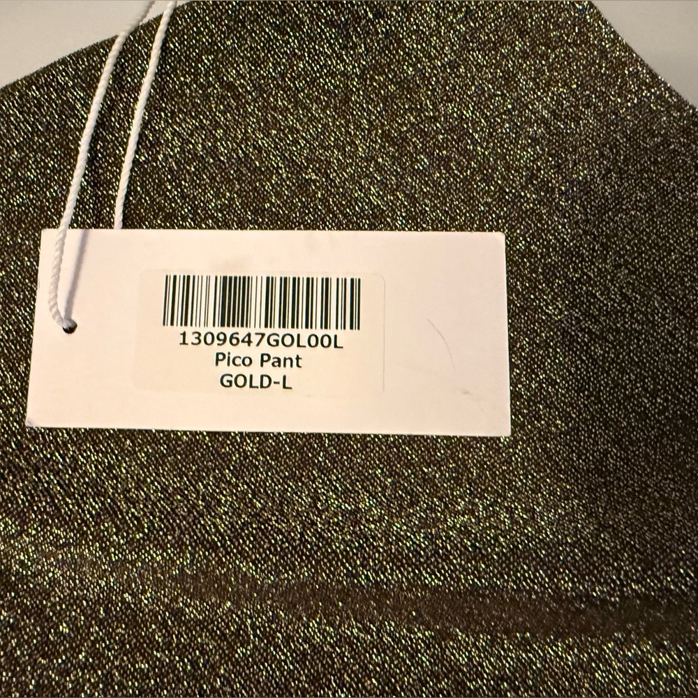 Reformation Sparkly Gold Pico Pant - Stretchy - Size Large - New With Tags